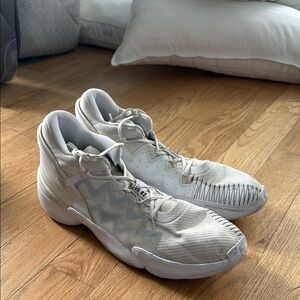 Adidas White Athletic Shoes Mid-Top Mesh Design